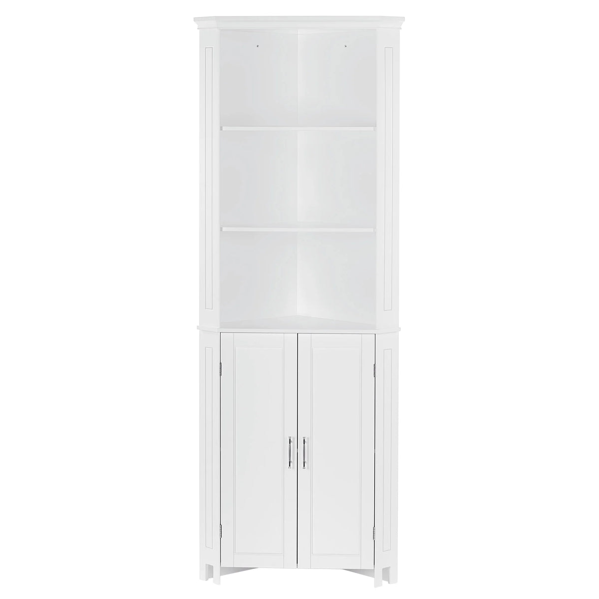 White Two-Door Corner Cabinet D549