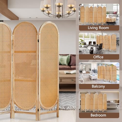 3 Panel Folding Rattan Room Divider S79106
