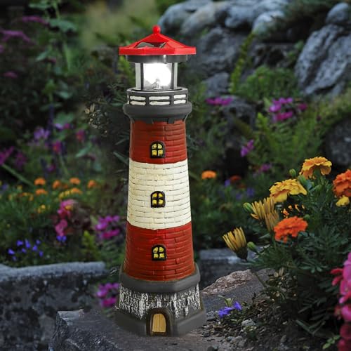 Solar Powered Rotating Lighthouse Statue K87510