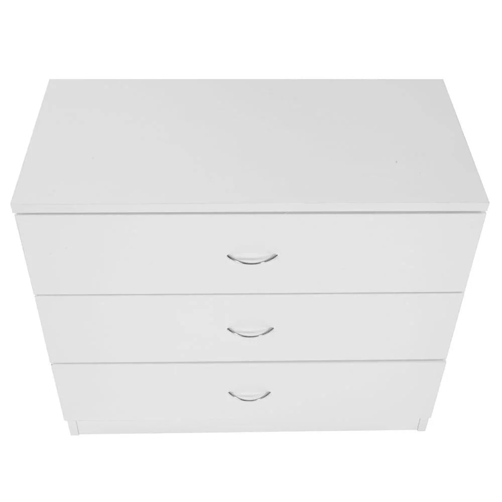 White 3 Drawer MDF Wood Nightstand R229