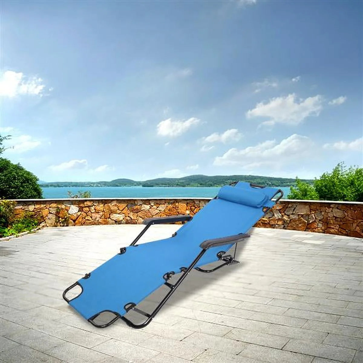Blue Portable Folding Reclining Chair V385