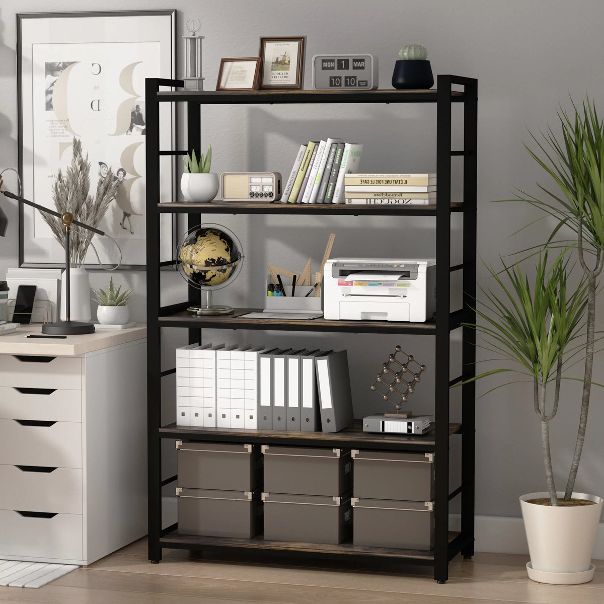 5 Tier Utility Storage Shelf with Hooks T29956