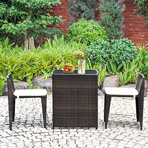 3 PCS Cushioned Outdoor Wicker Patio Set V906