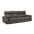 Dark Brown Leather Polyester Double Reclining Sofa V6806