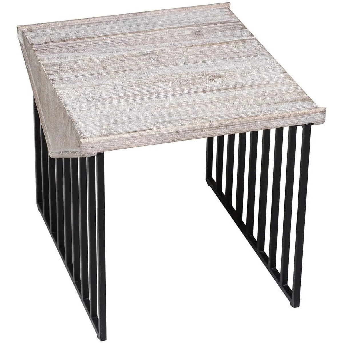 Large Wood Top & Metal Base End Table Set of 2 H7326