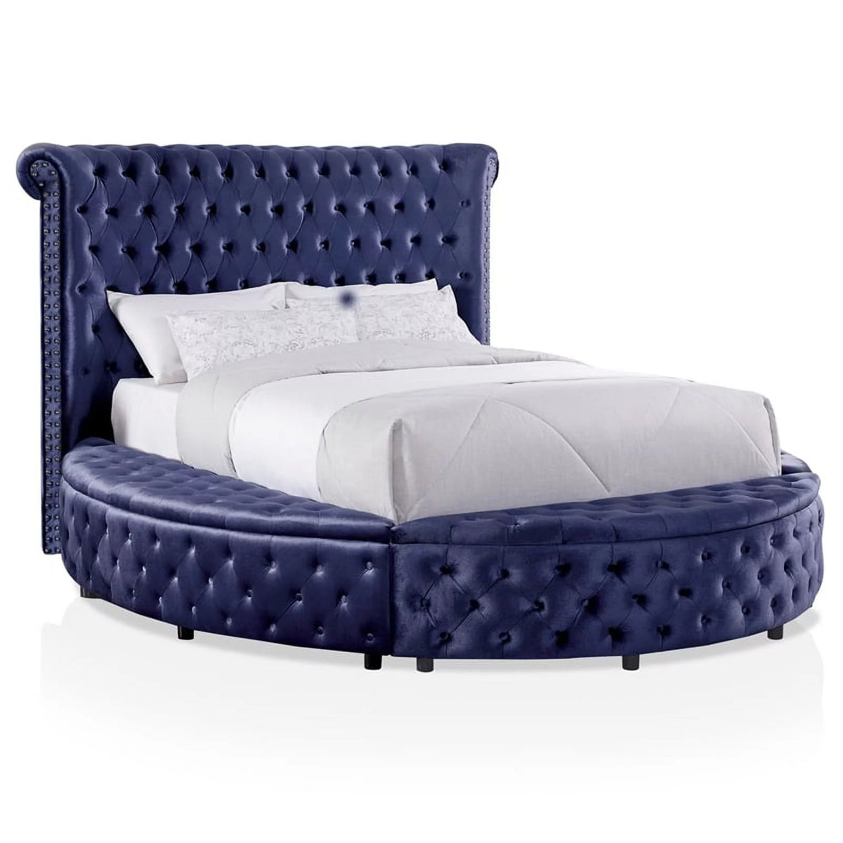 Blue Fabric Wingback Storage King Bed A233011